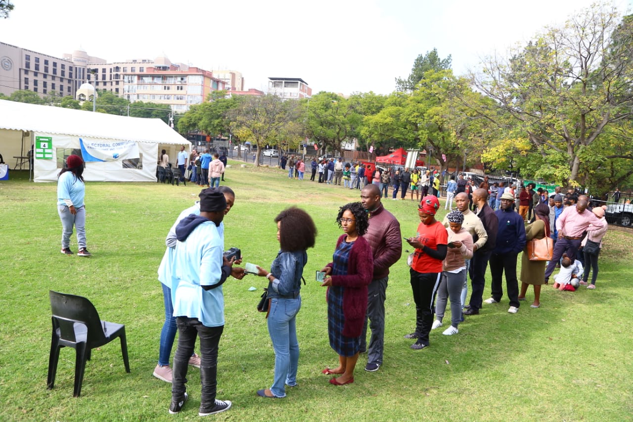 Voters queueing at a voting station. Pic by IEC
