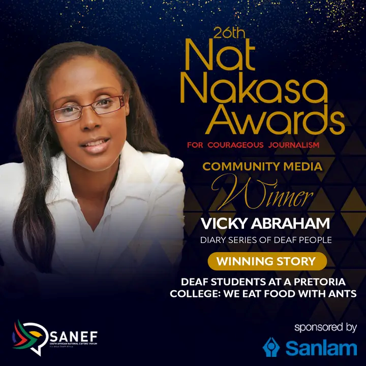 Diary Series of Deaf People’s journalist, Vicky Abraham, wins the 26th Nat Nakasa Community Award